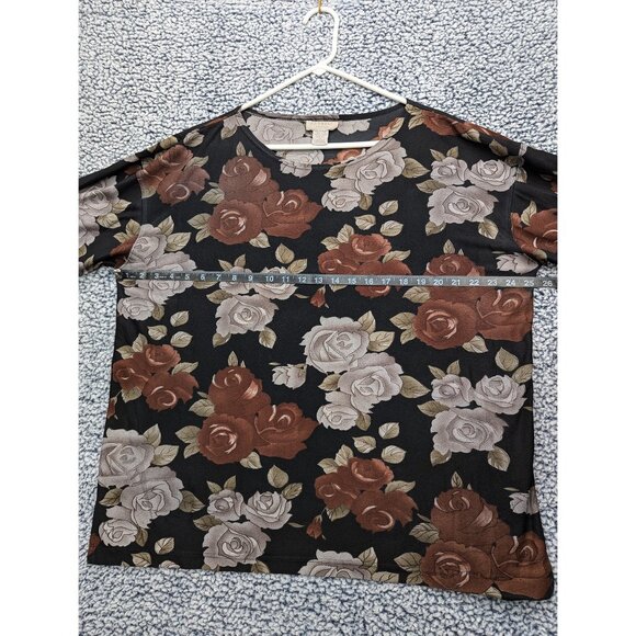 VTG Express Top Size M Boho 90s Dark Floral Fairy Grunge Relaxed Fit Goth Black - Picture 10 of 12